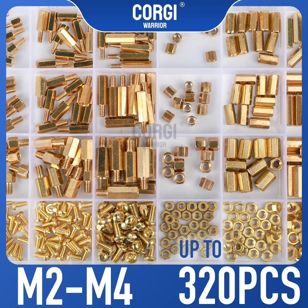 Male Female Hex Brass Standoffs Spacers Assortment Kit M2 M2.5 M3 M4 up to 320 Threaded Motherboard Circuit Pillar Screws Nuts