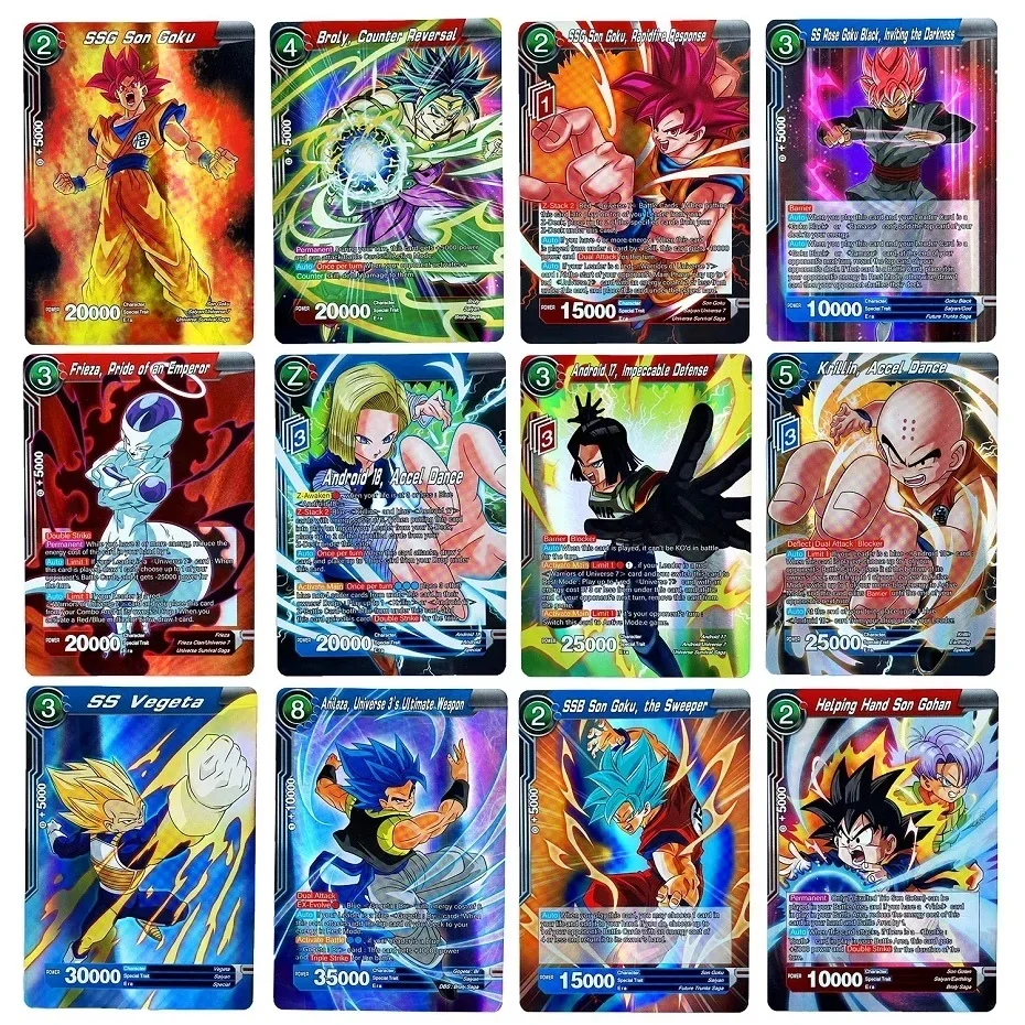 Tarjetas de Dragon Ball brillantes, Son Goku Super Saiyan Series, tarjeta de juego de firma, Colección clásica de Goku, juguetes de colección