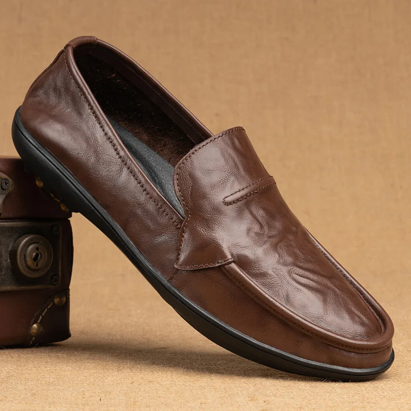 New Summer Casual Multifunctional Leather Shoes with Soft Sole and Top Layer Cowhide for Men