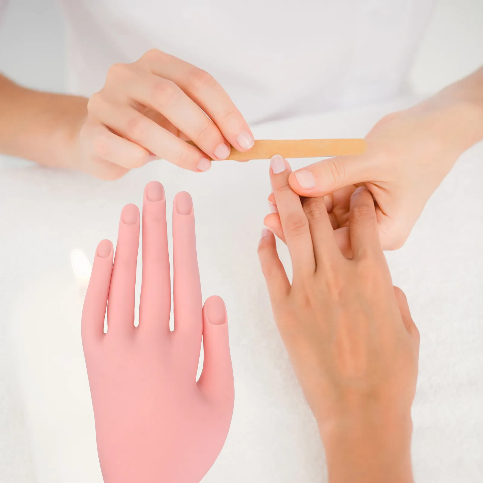 Nail Art Practice Fake Hand Bendable Finger Flexible Manicure Training Tool Nail Tips Insertable Hand Display Stand