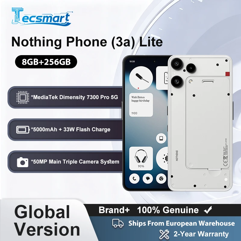 Nothing Phone (3A) Lite 50Mp Camera 6.77" Amoled 120Hz Mediatek Dimensity 7300 Pro5G 5000Mah