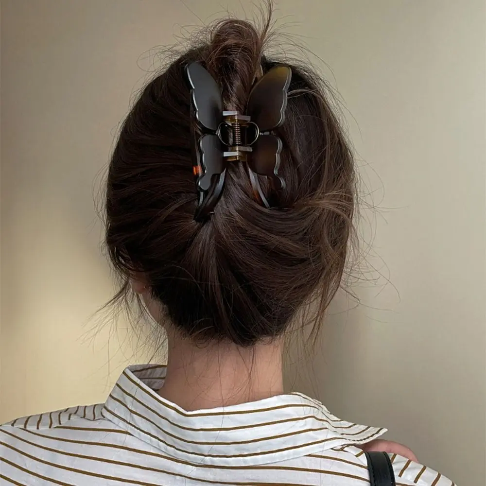 Acrylic Butterfly Hair Claw Fashion Temperament Solid Color Tortoiseshell Shark Clip Korean Girls Hair Clip Female