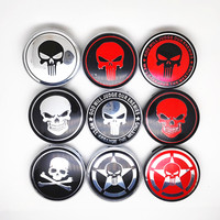 4pcs 60mm 56mm Skull Wheel Hubcaps Car Center Hub Cap Cover Emblem Badge Auto Styling