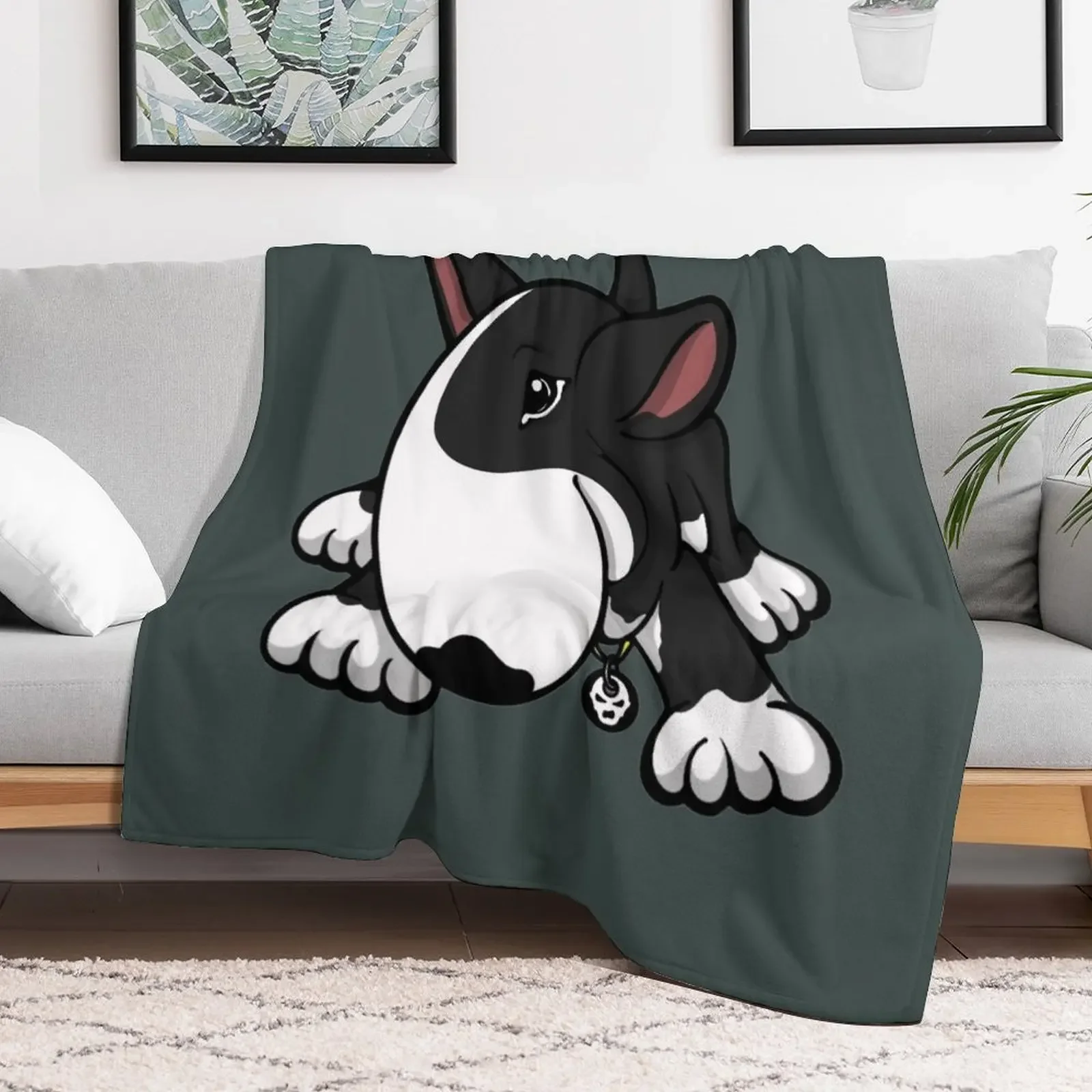 Let's Play English Bull Terrier Black Throw Blanket Stylish Decor Blanket Gift for Friends Roommate