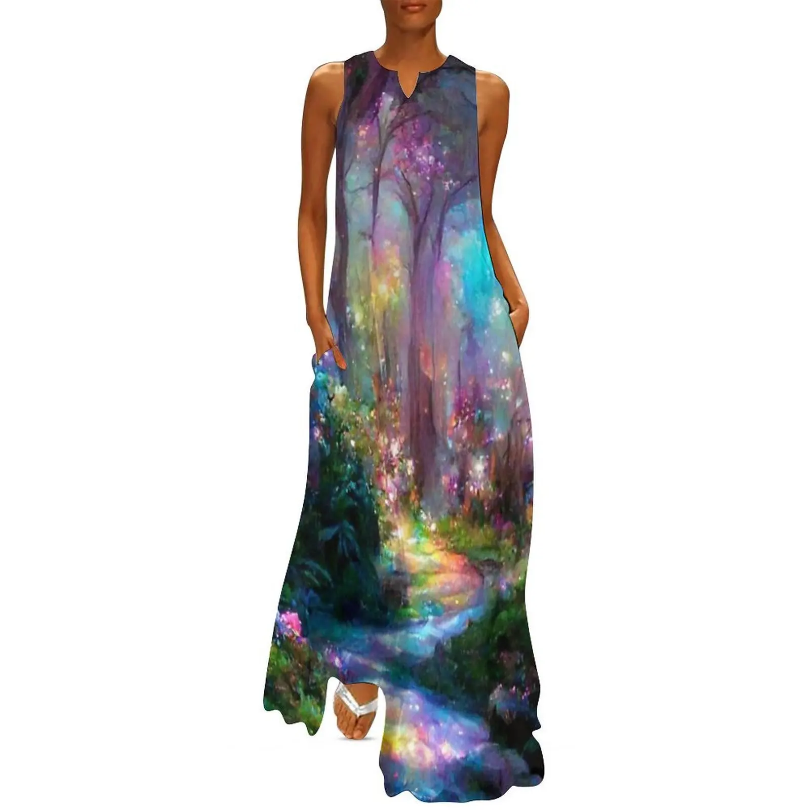 

Rainbow Magic Fairy Forest Path Enchanted Faerie Woods Long Dress dress for women Women's summer dresses
