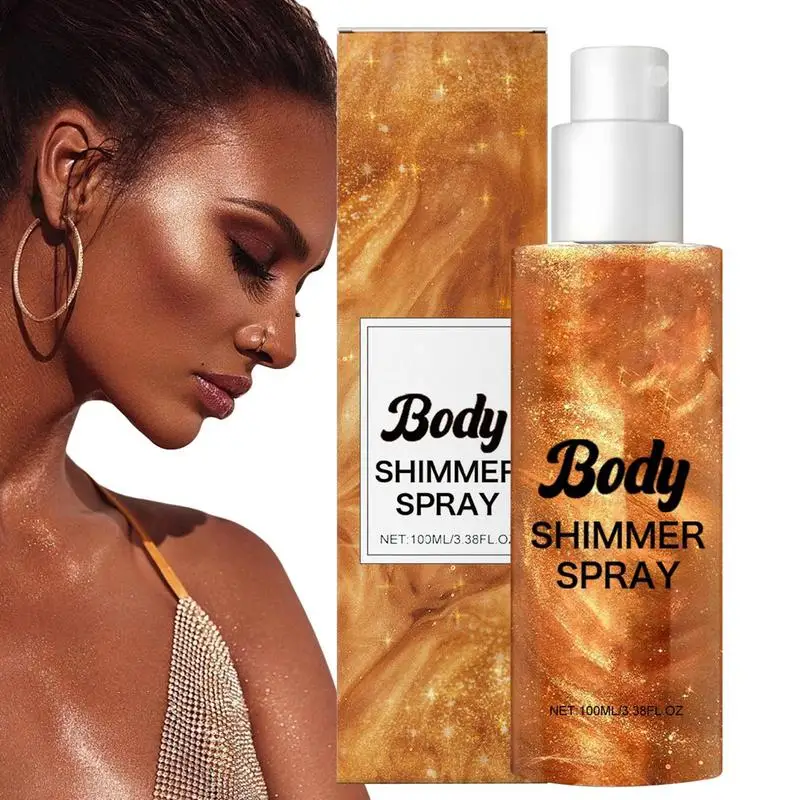 Spray brillante para el cuerpo, resaltador brillante de bronce, brillo corporal, aceite iluminador Facial, brillo corporal, ropa para el cabello, polvo brillante