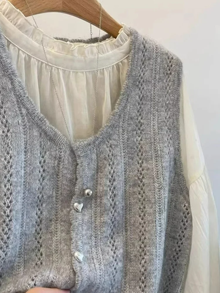 

Вязаный жилет Ele Color, повседневная женская майка Faion High-End на пуговицах, бальная майка