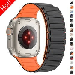 Silicone Strap for Apple Watch Band Ultra 3 2 49mm 46mm 45mm 44mm 41 42mm Magnetic Bracelet for IWatch Series 11 10 9 8 7 6 SE 5