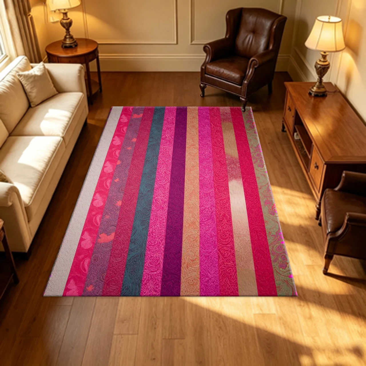 Bright Multicolor Swirl Striped Carpet Flooring Bohemian Gradient Textured Household Indoor Decor Large Area Rug