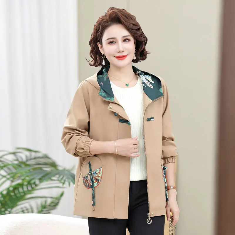 New Autunm Women Trench Coat Slim Fashion  Medium-long Windbreaker Patchwork OL Hooded Outwear