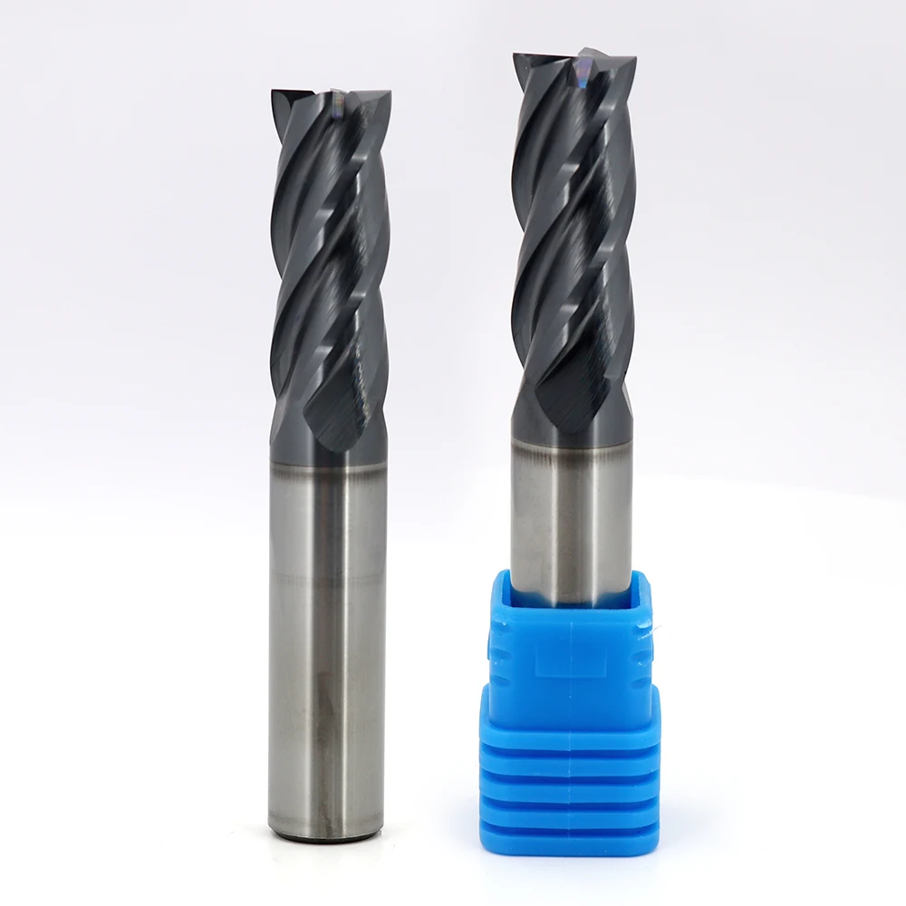 HRC60 Flat Milling Cutter Carbide 4 Flute Endmill Tungsten Steel With Cobalt End Mill Diameter 1-20mm Cnc Machine Cutting Tools