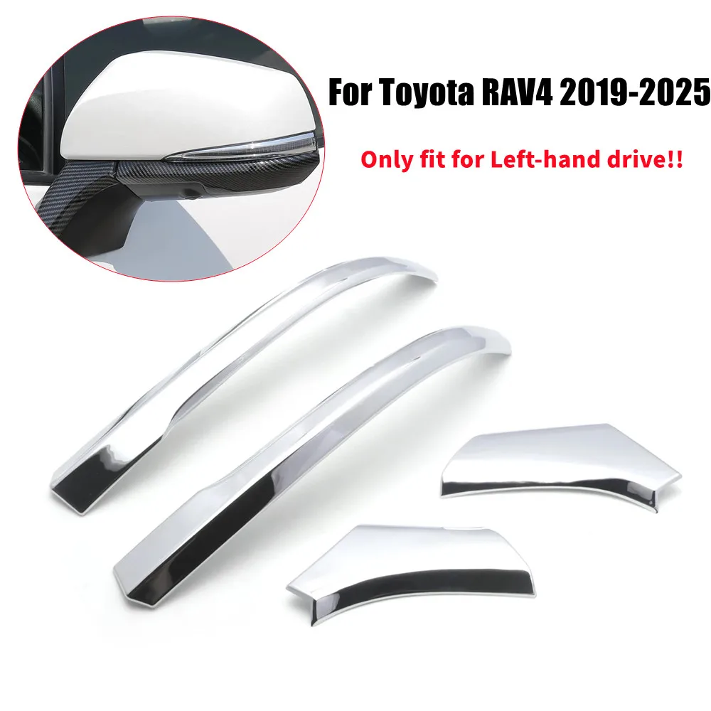 

ABS Carbon/ Chrome For LHD Toyota RAV4 2019-2025 Car Side Rear View Door Mirror Strip Cover Exterior Wing Trim Moulding Parts