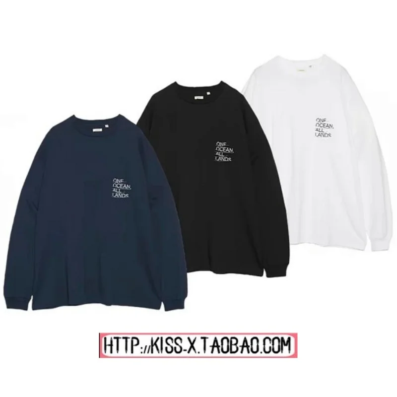 Trendy 2026 Long Sleeve LS Letter Print Loose Couple Base T-Shirt Skin-friendly Breathable Pure Cotton Casual round Neck