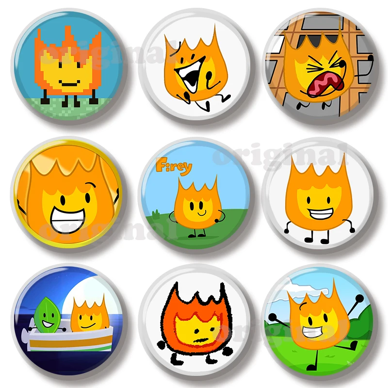 44MM BFDI Firey Battle For Dream Island Pin Soft Button Pin Jewelry Creative Badge Cartoon Brooch Lapel Pin Bag Hat Decoration