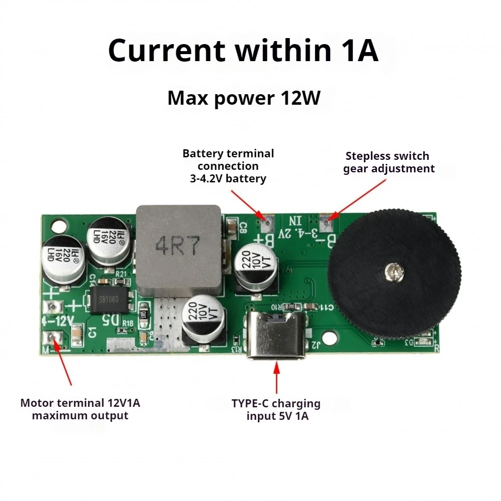 DC-DC دفعة وحدة 3.7 فولت إلى 9 فولت/12 فولت مروحة ستبليس تنظيم السرعة مجلس 12 واط مروحة صغيرة لوحة دوائر كهربائية سرعة منظم دفعة وحدة