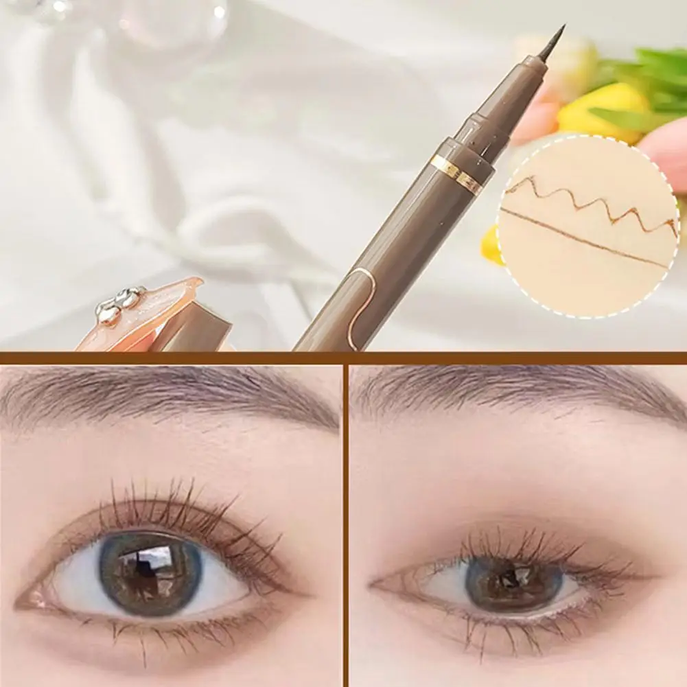 Vrouwen Slanke Eyeliner Ultra-Fijne Zachte Kop Waterdichte Eyeliner Drogen Snelle Wimpers Blijvende Make-Up Lager Lange Cosmetica Oog Z6d7