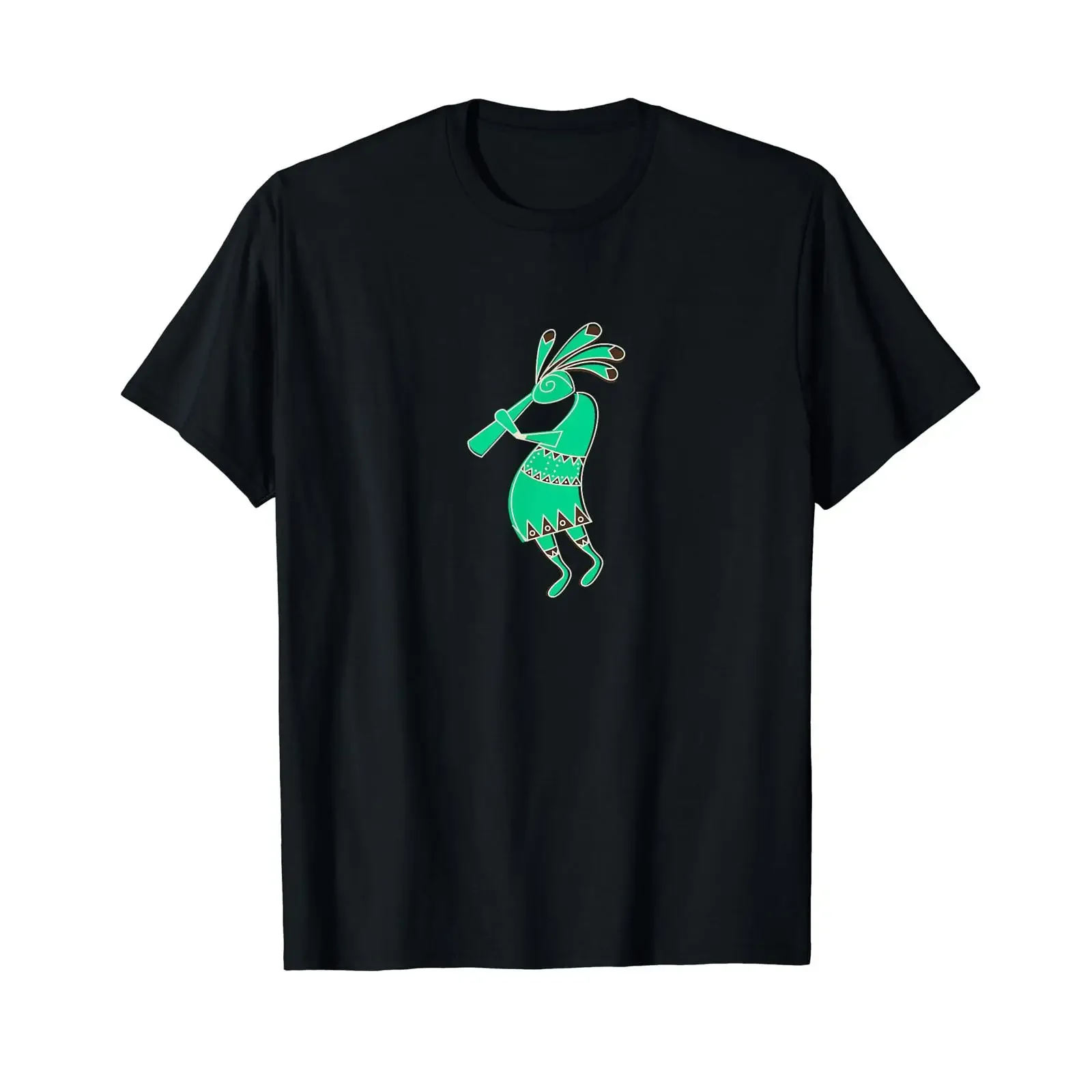 Kokopelli T Shirt Turquoise Native Flute Player vintage Washed designer clothes Slightly fashion homme Comfortable streetwear