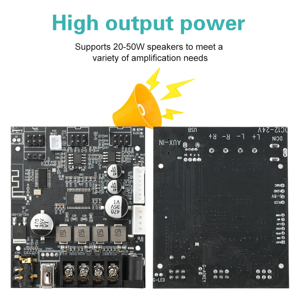 DC 12-24V 502T TPA3116D2 Dual Channel 50W*2 Lead Microphone Audio Integrated Machine Bluetooth Amplifier Board Module