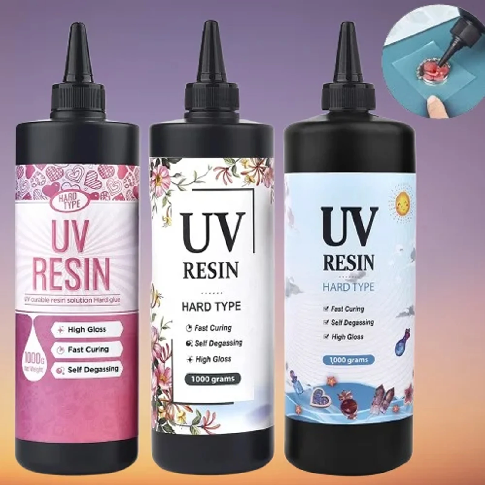 

200/500/1000 г УФ-клей из эпоксидной смолы, УФ-лампа, высокая прозрачность, жесткий УФ-клей, быстросохнущий DIY кристалл, изготовление ювелирных изделий