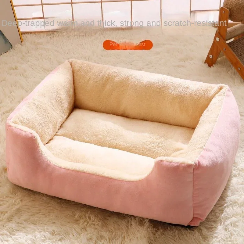 Large Pet Cat Bed Sofa Warm House, dog beds,Square Nest Pets Kennels for Small Dogs Cats Winter Puppy Kittens Sleeping Baskets