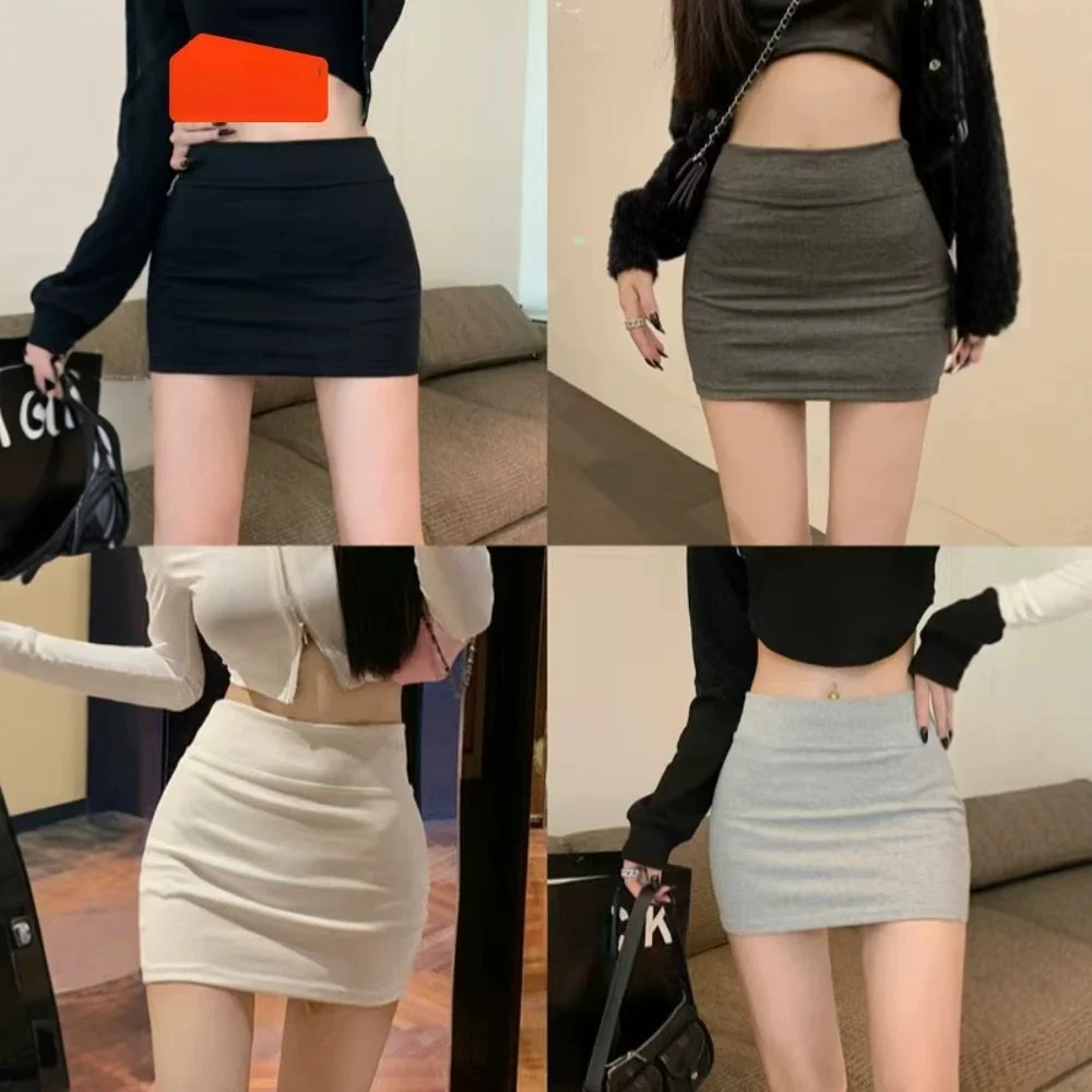 Sexy High Waist Tight Fit  Skirt for Women Spring Fashion Short Skirt Black High Elasticity Teenage Polyester Material