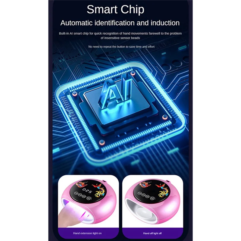 BHBD-660Nm Wavelength Red Light Manicure Lamp With High Power 360° UV Curing Phototherapy Machine LED Nail Lamp EU Plug