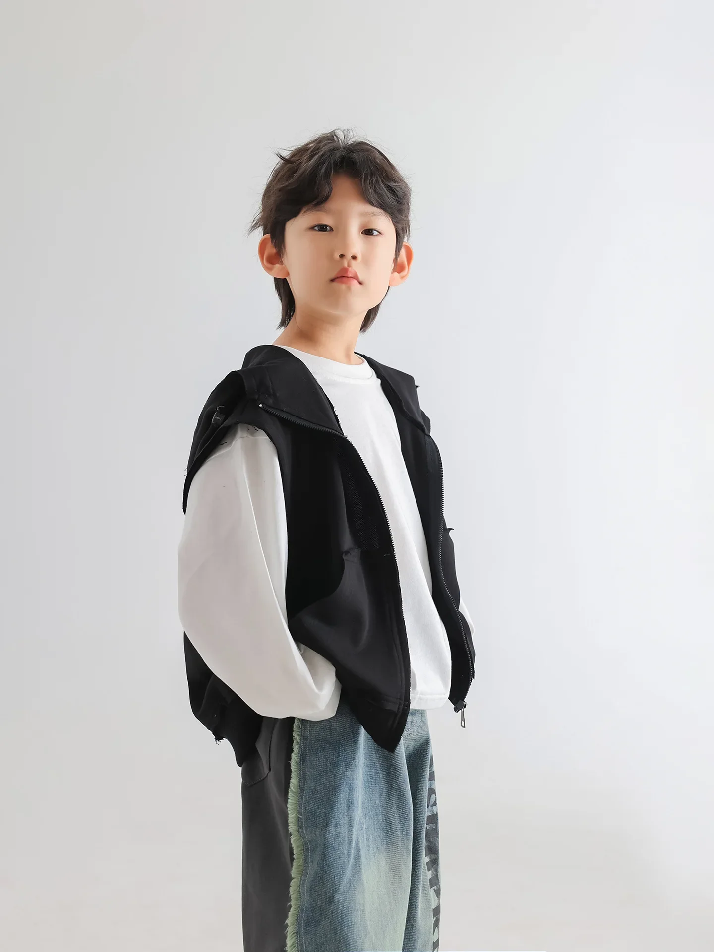 Vêtements à capuche en coton de style coréen pour enfants, glaçure simple, document solide, mode de loisirs pour garçons, nouveau, printemps et automne 2024