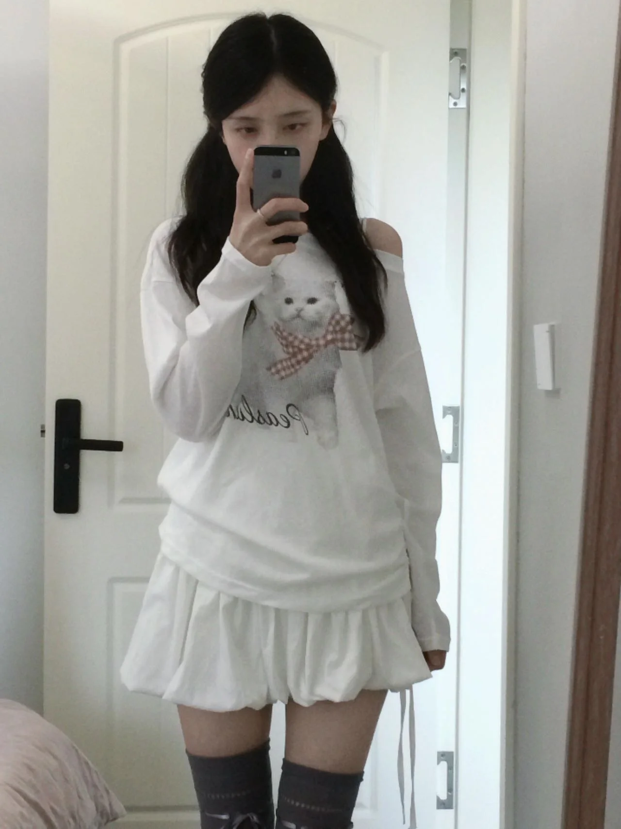 

American Hot Girl Cartoon Print UV Protection Shoulder T-Shirt Women Side Drawstring Semi-Transparent Cover up Top