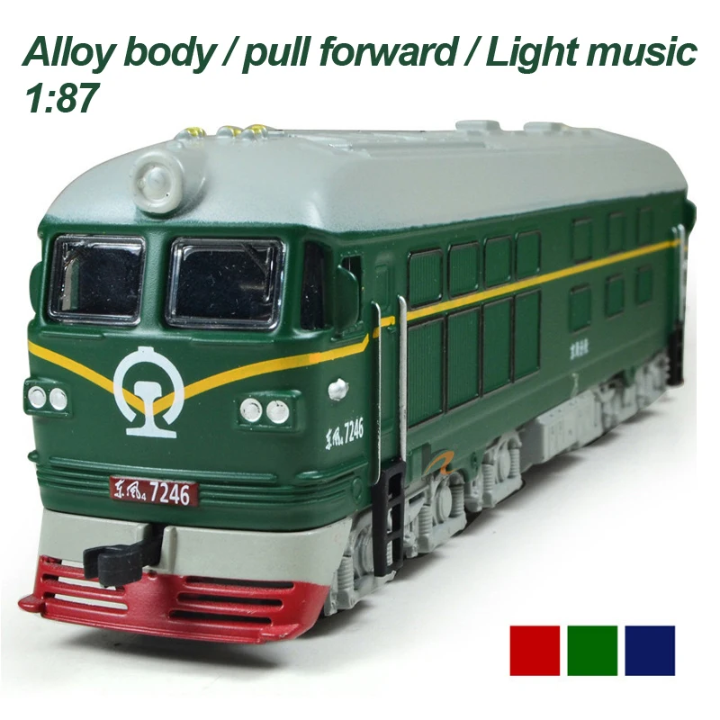 Alloy Locomotive Model Acousto-Optical Rebound Classical Green Leather Train Model Children's Toy Car Gift B120