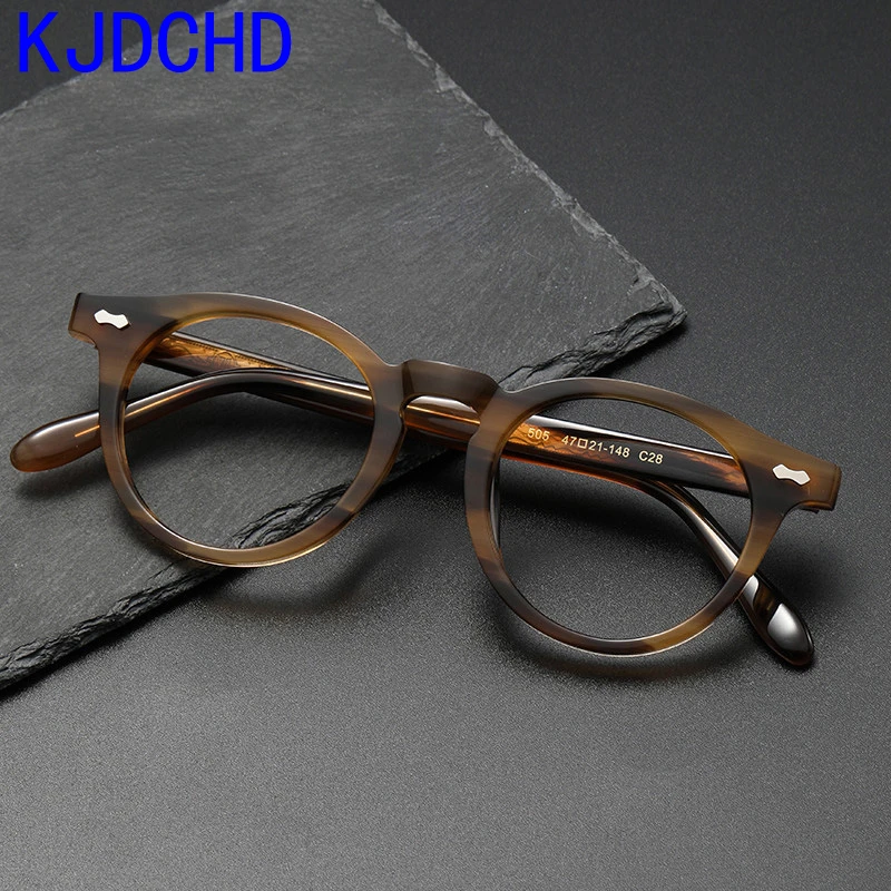 

2023 Acetate Titanium Glasses Frame for Men Women Vintage Round Prescription Myopia Eyeglasses Optical Spectacles Korean Eyewear