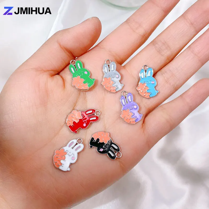 

10 шт. эмалированные Подвески серебряного цвета, подвески в виде кролика для изготовления ювелирных изделий, женские серьги, ожерелья, браслеты, «сделай сам», аксессуары ручной работы
