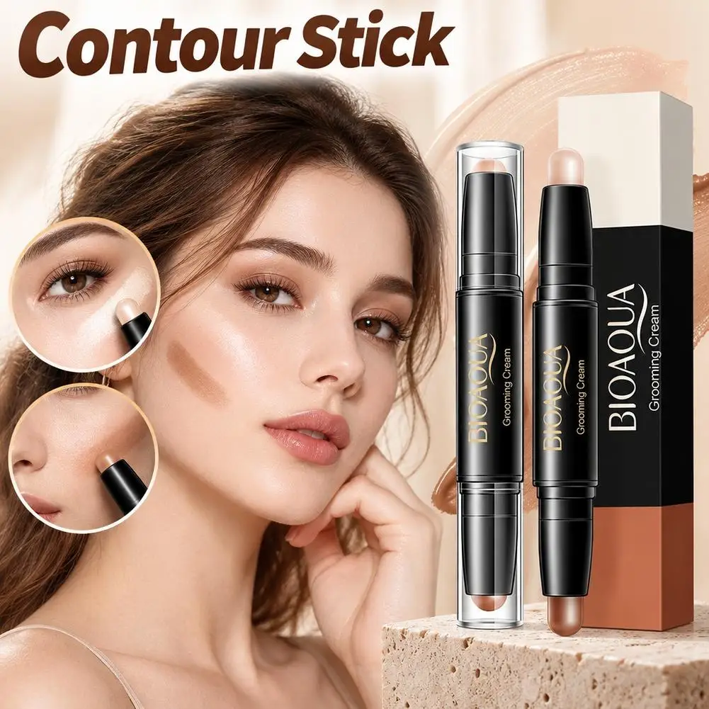 Dual-Ended Bronzer Contour Stick 2 In 1 Smooth Cream Nose Shadow Concealer Pen V Face Brighten Highlight Face Shaping Makeup