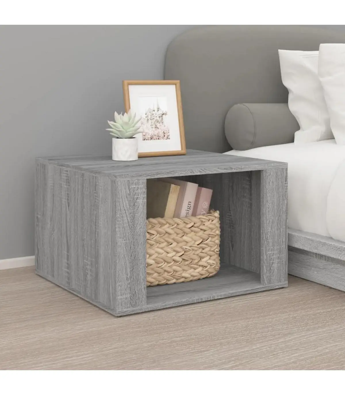 Bedside tables bedside table plywood gray Sonoma 57x55x36 cm