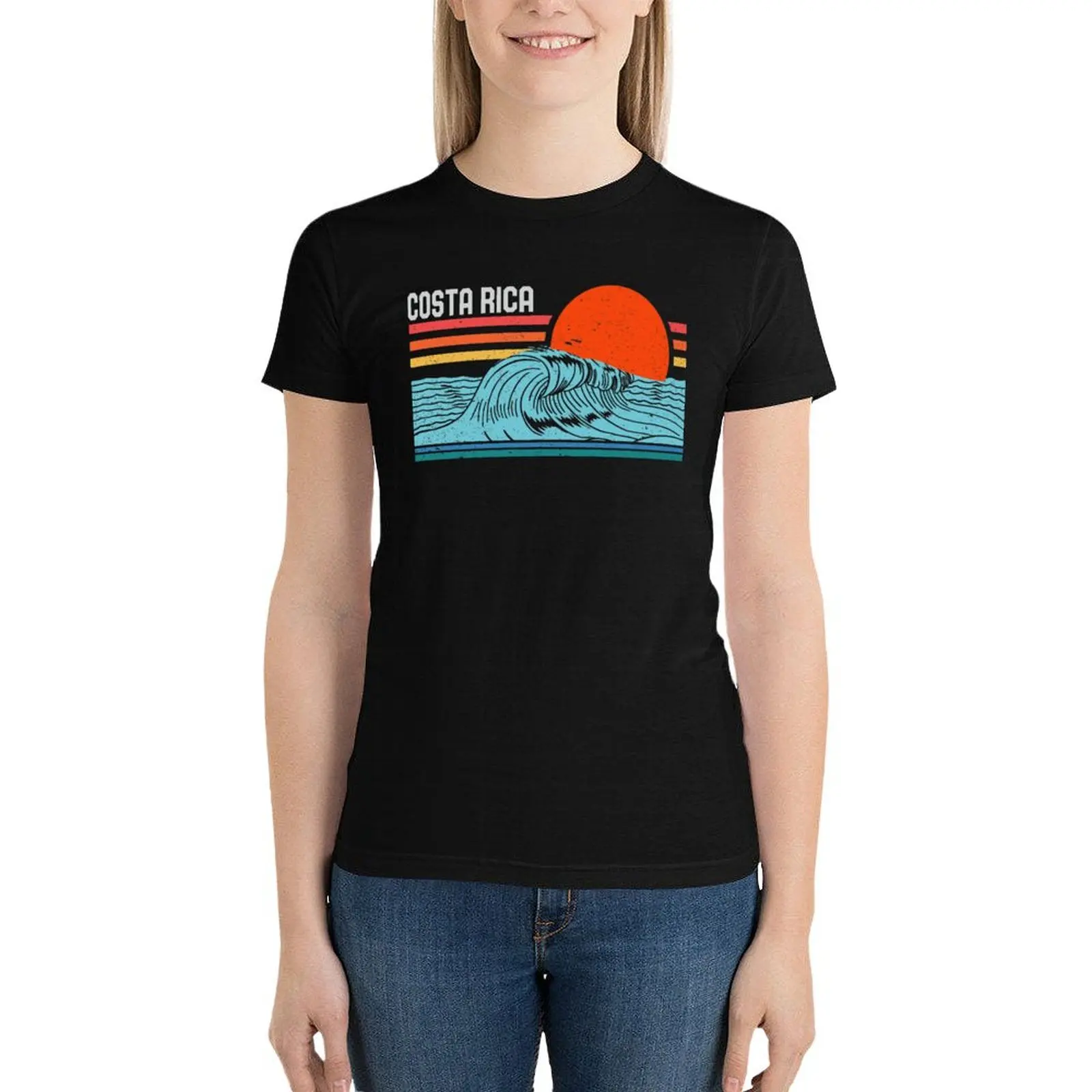 Vintage Costa Rica Beach Surfing Retro Surf 70s 80s Wave T-Shirt plain summer tops Woman fashion