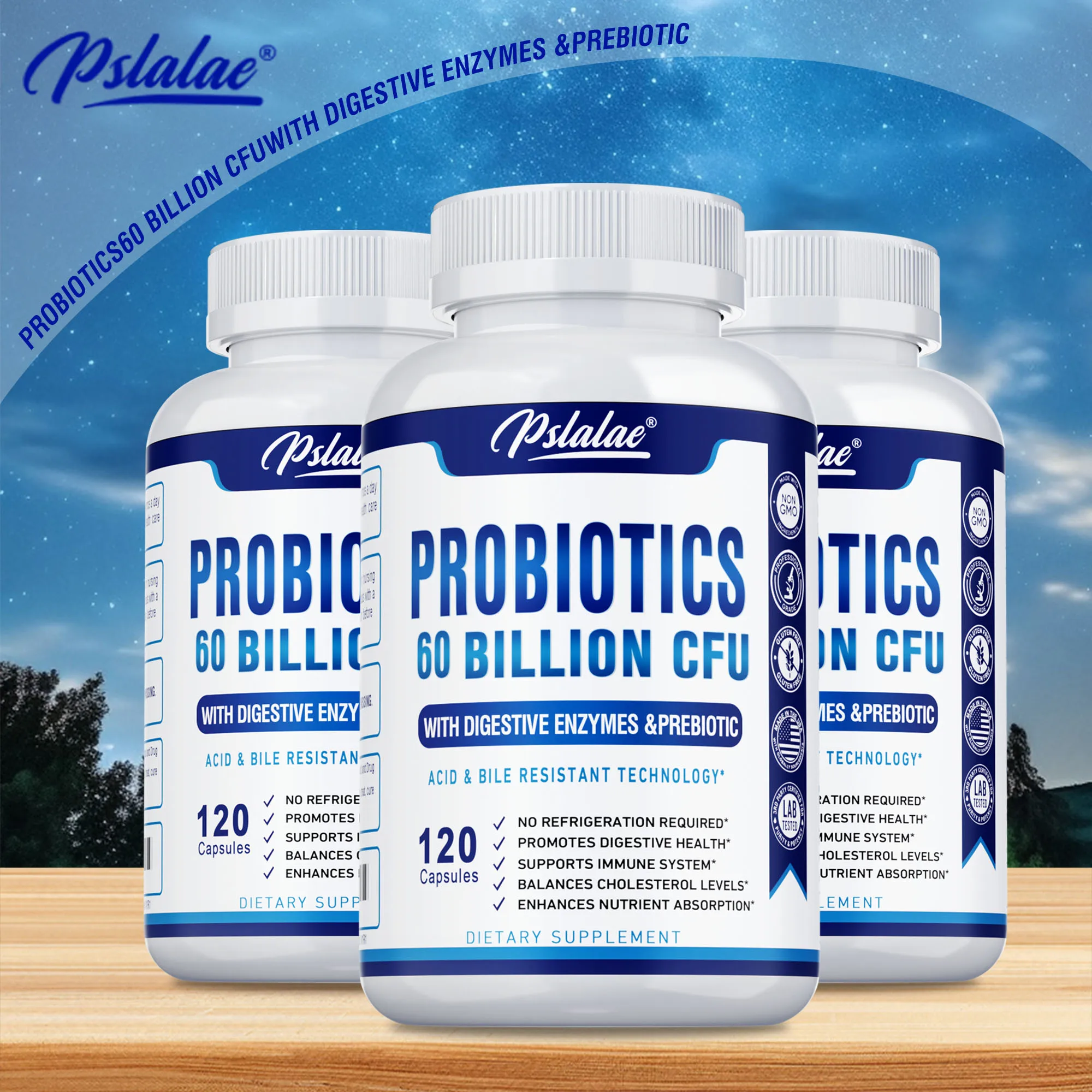 

Premium Probiotics 60 Billion CFU - Supports Digestive and Immune Health, Maintains Vitality, and Promotes Nutrient Absorption