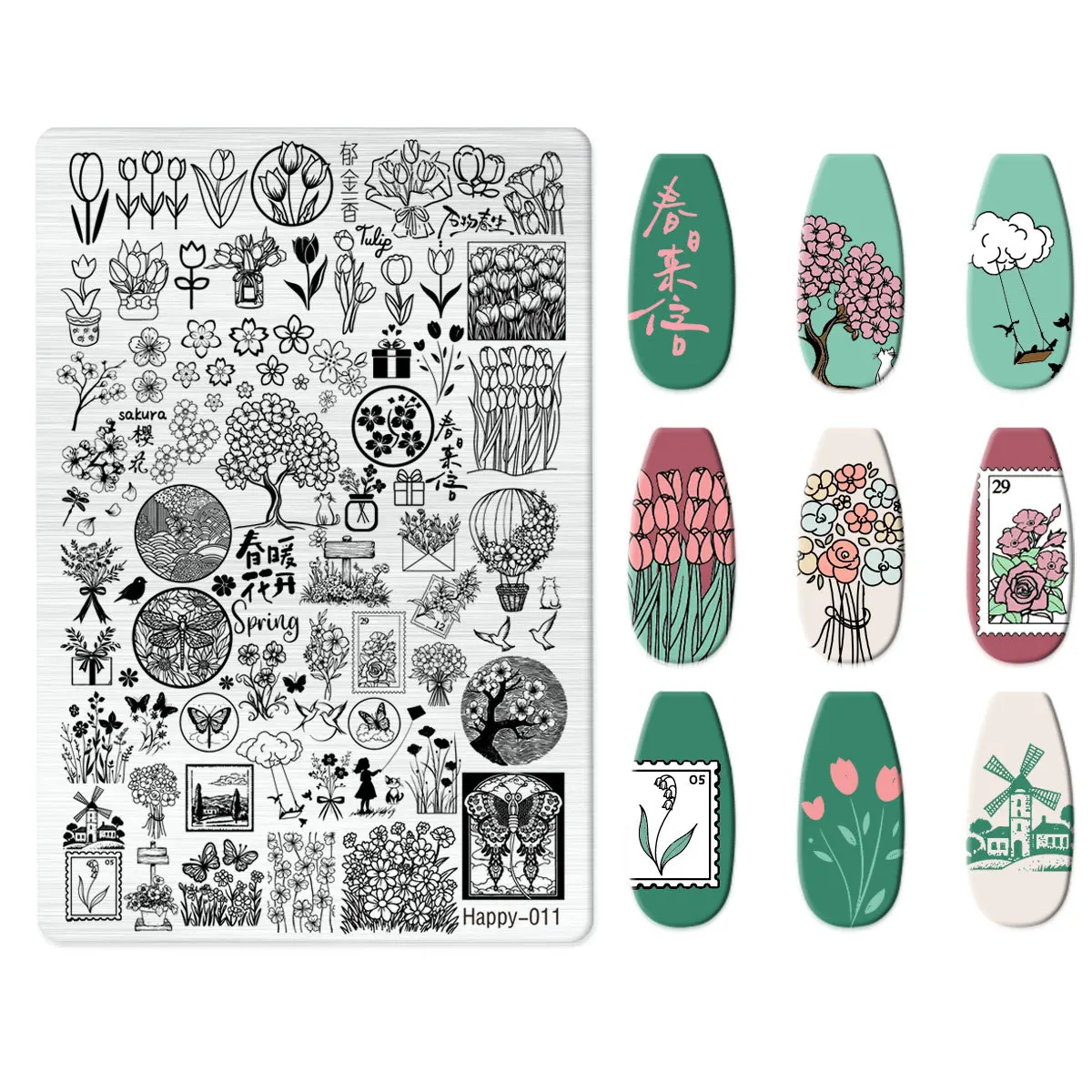 Cartoon Castle Balloon Nail Stamping Plates Butterfly Flower Pattern Printing Big Size Nail Stamps Geometry Template Stencils