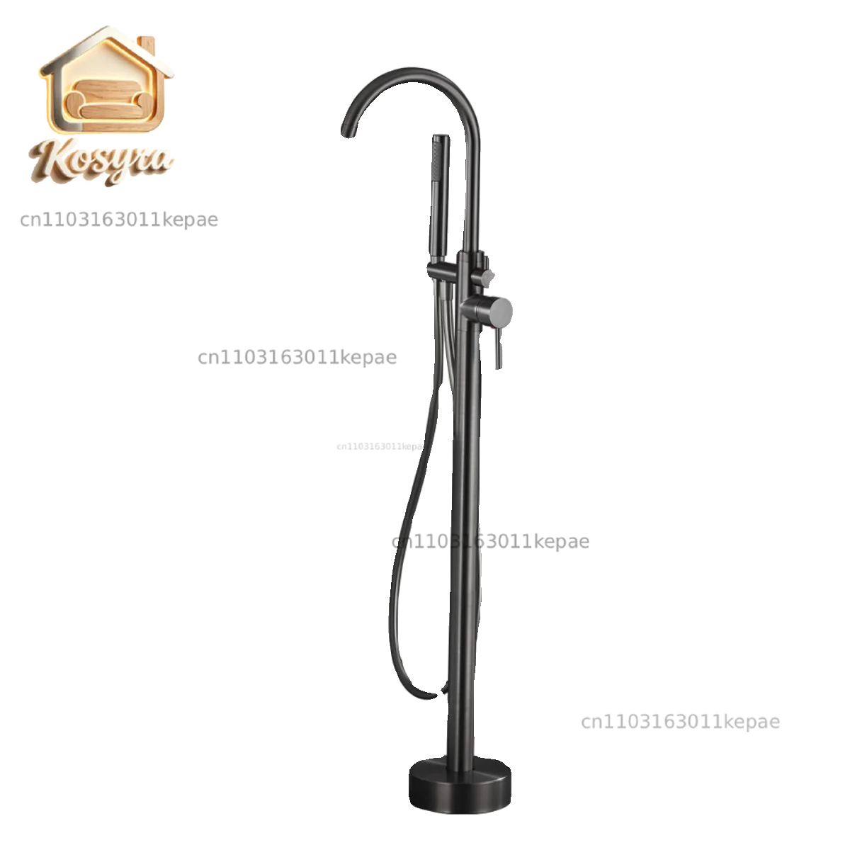 

Cream wind all-copper floor-to-ceiling bathtub faucet cylinder edge wooden barrel column basin showered without punching holes