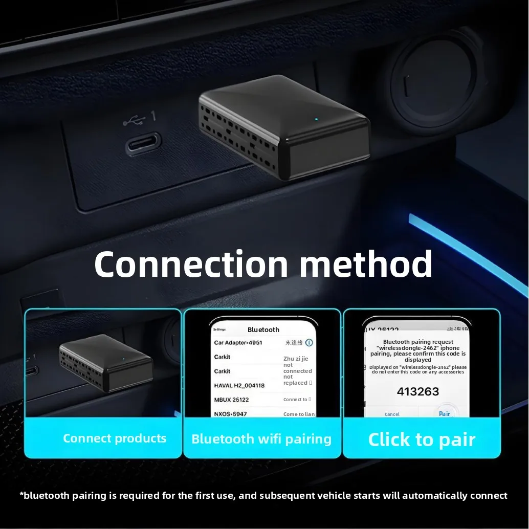 Portable Wireless Carplay Adapter Android Auto 2in1 Smart Box Plug & Play Intelligent Systems For VW Toyota Ford Benz and other