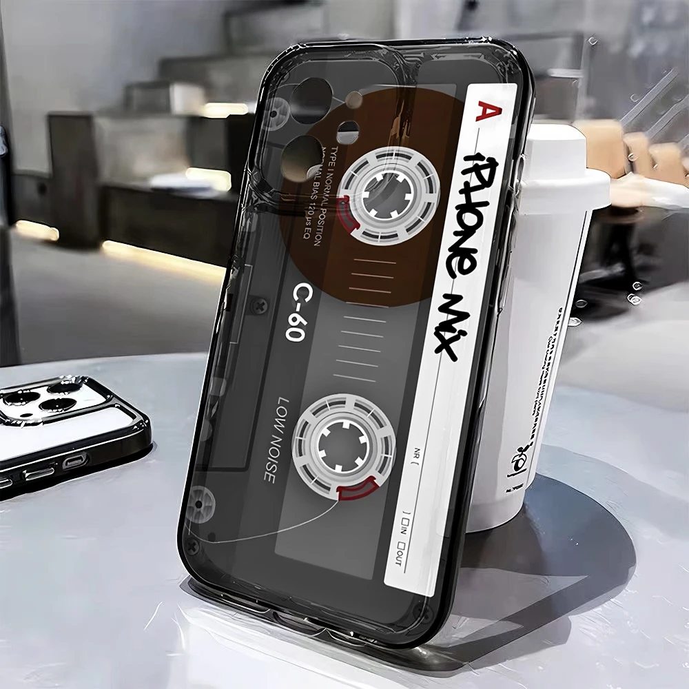 Retro-Klarhülle für iPhone 16 17 15 Pro Max Hüllen iPhone 11 12 13 14 ProMax Plus 8 XS XR Transparente Kassetten-Kunst-Cover – Detail 7