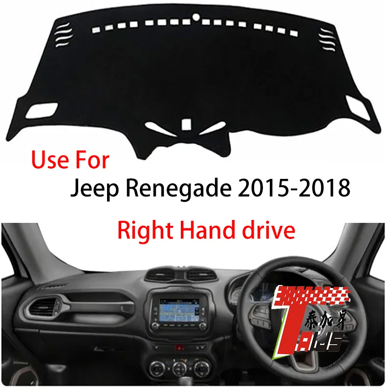 

2 Layers polyester Car Inner Dashboard Cover For JEEP Renegade2015-2018 Right hand drive Dash Mat Sun Shade Pad cooling