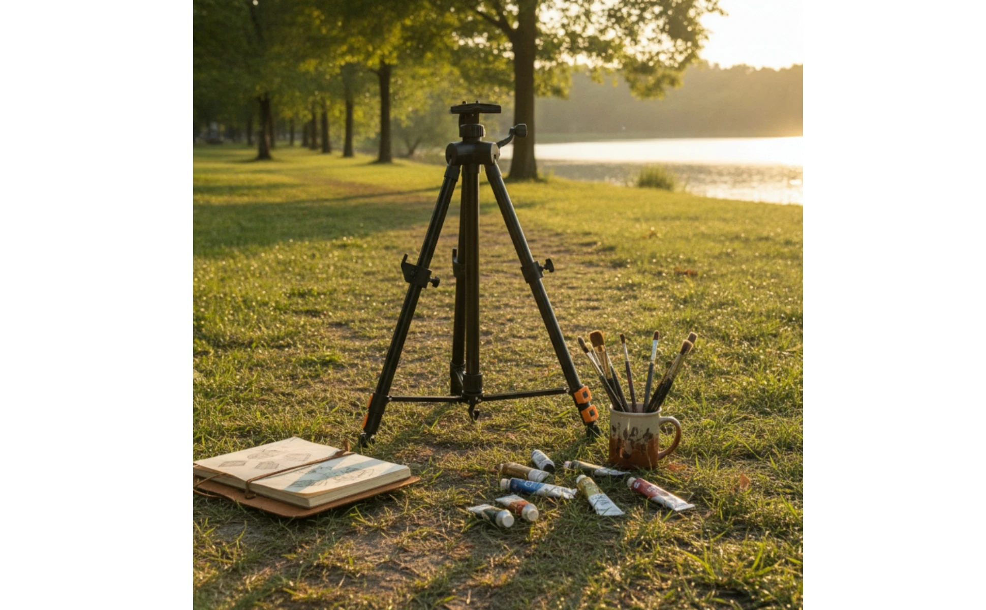 Hand-Crank Easel Matte Black Foldable Tripod Easel Adjustable Portable for Artists, Outdoor Painting, Studio