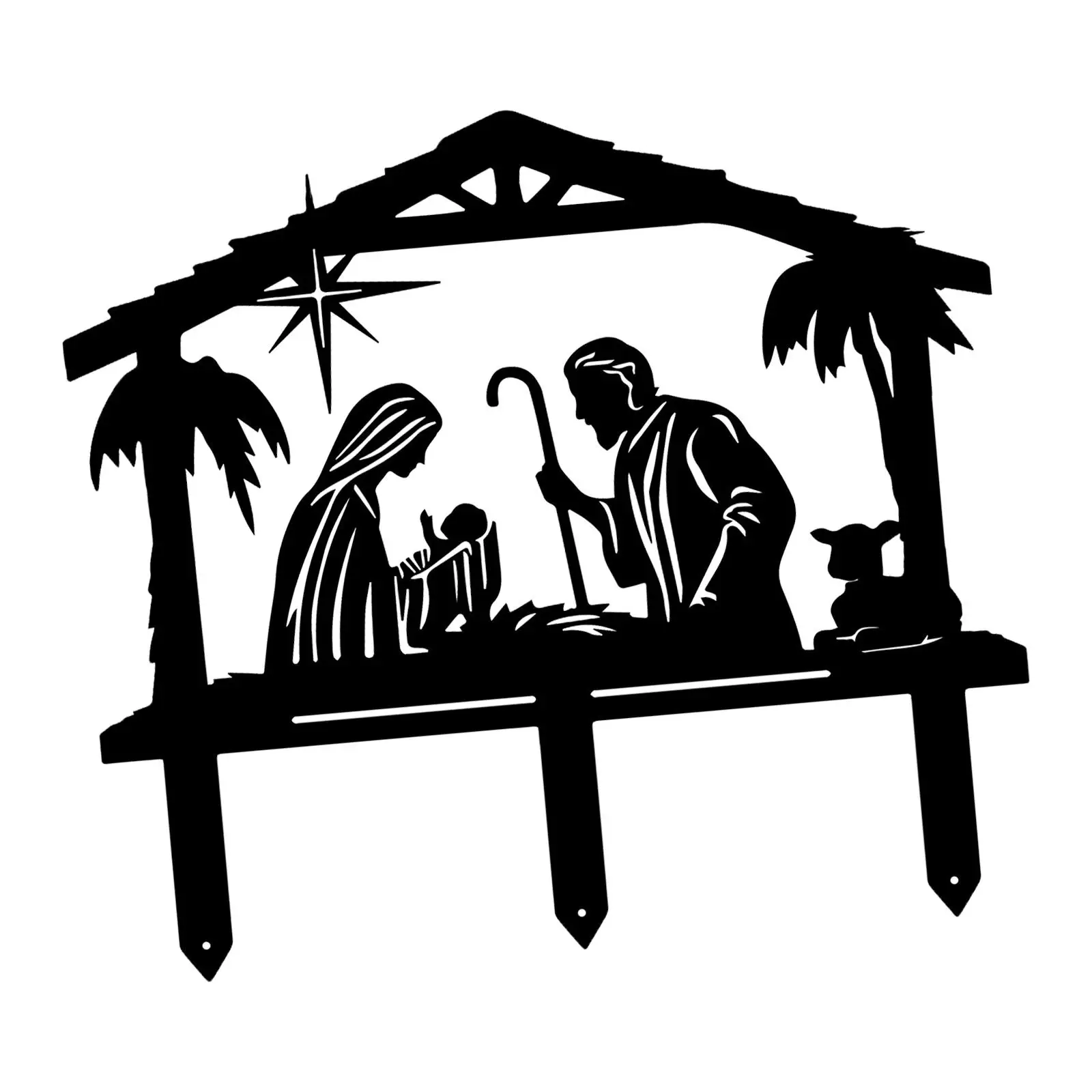 Nativity Scene Garden Stakes, Metal Yard Sign for Yard, Outdoor Decoration