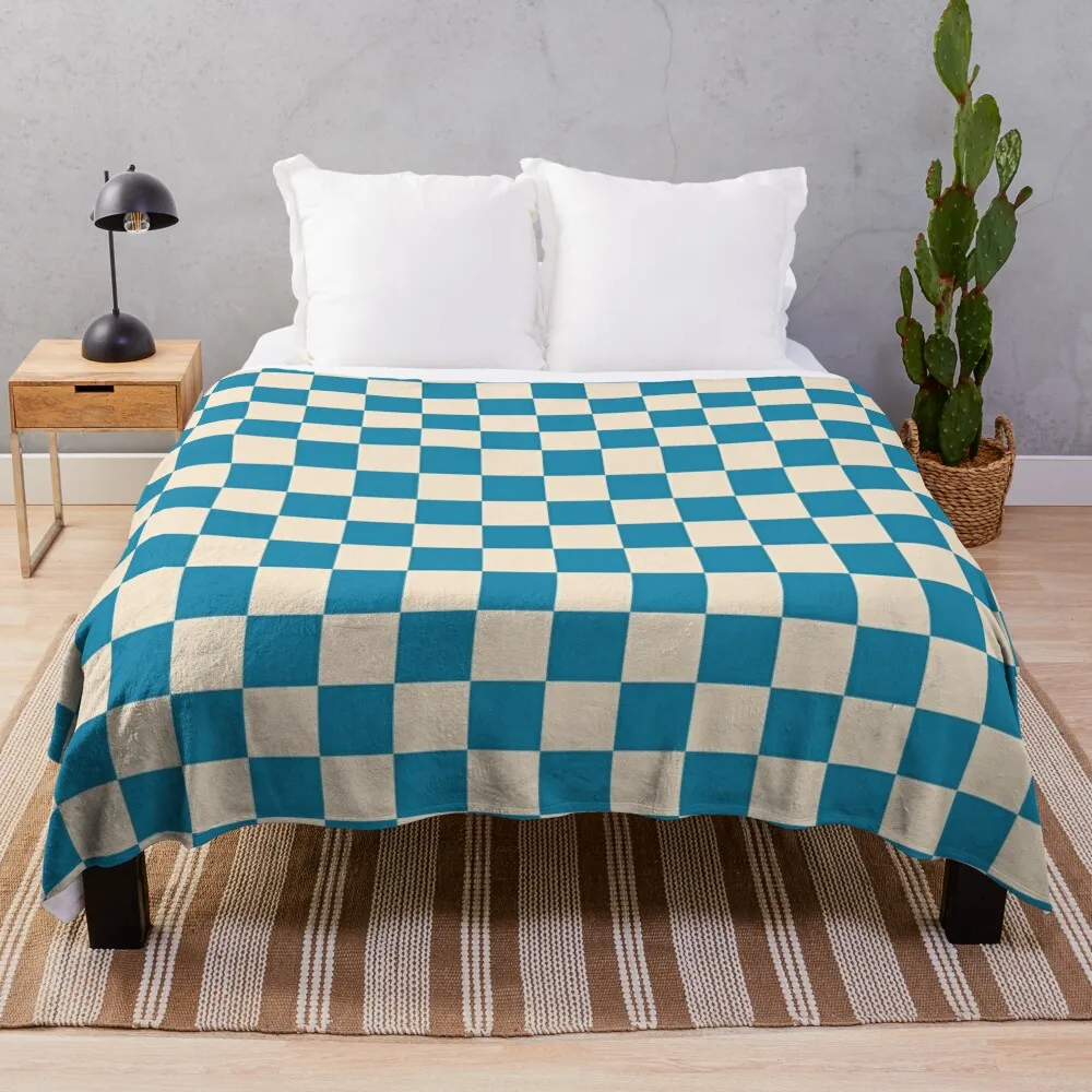 

Checkered Pattern - Blue Throw Blanket Giant Sofa Decorative Beds Blankets For Sofas christmas decoration Blankets