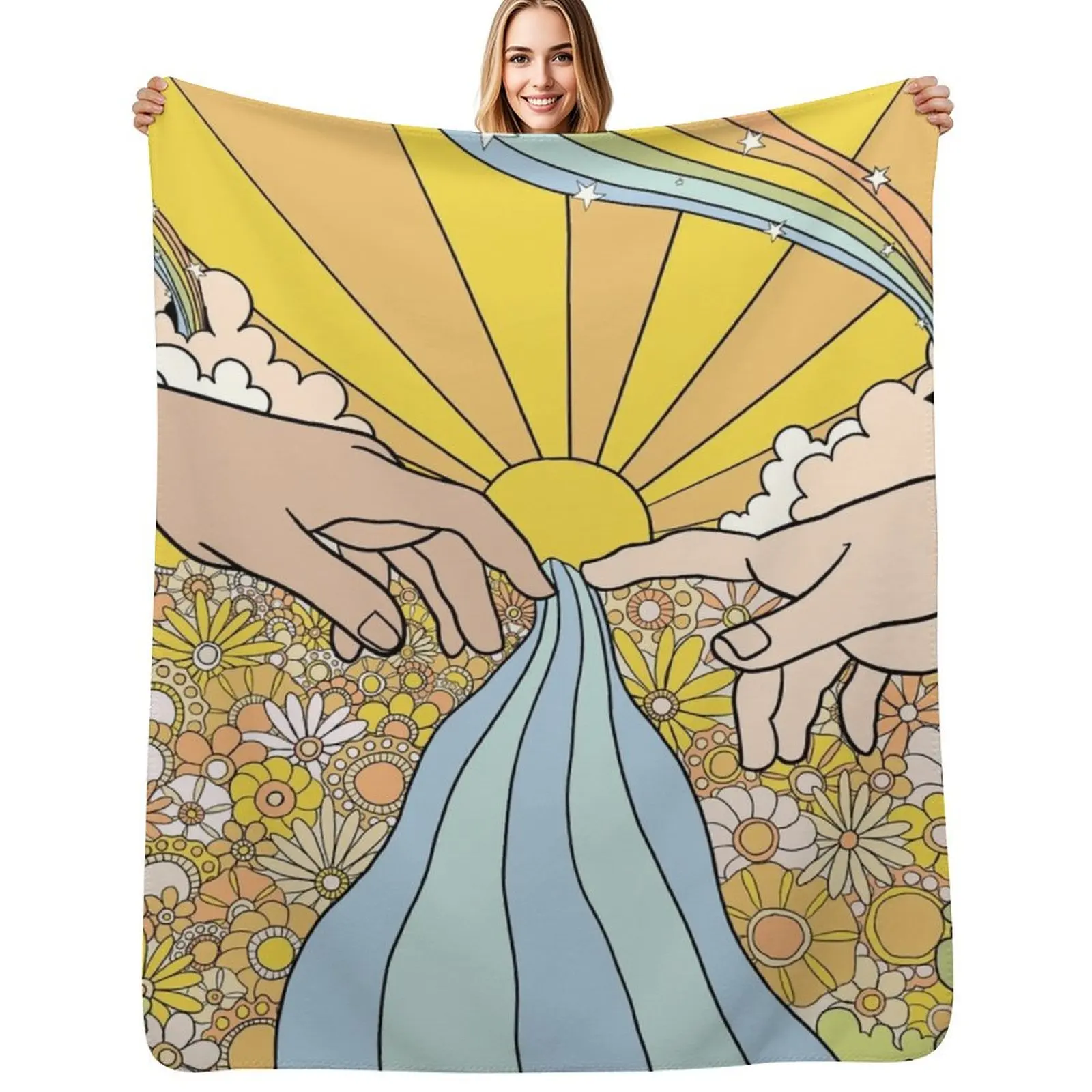 

Groovy Creation of Adam Throw Blanket Nap funny gift Baby Picnic Blankets