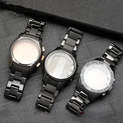 Waterproof  Sweat-Proof Ceramics Watchbands for Armani Ar1400/1410/1421/1440/1451/1452 Black Anti-Allergy Watches Accessories