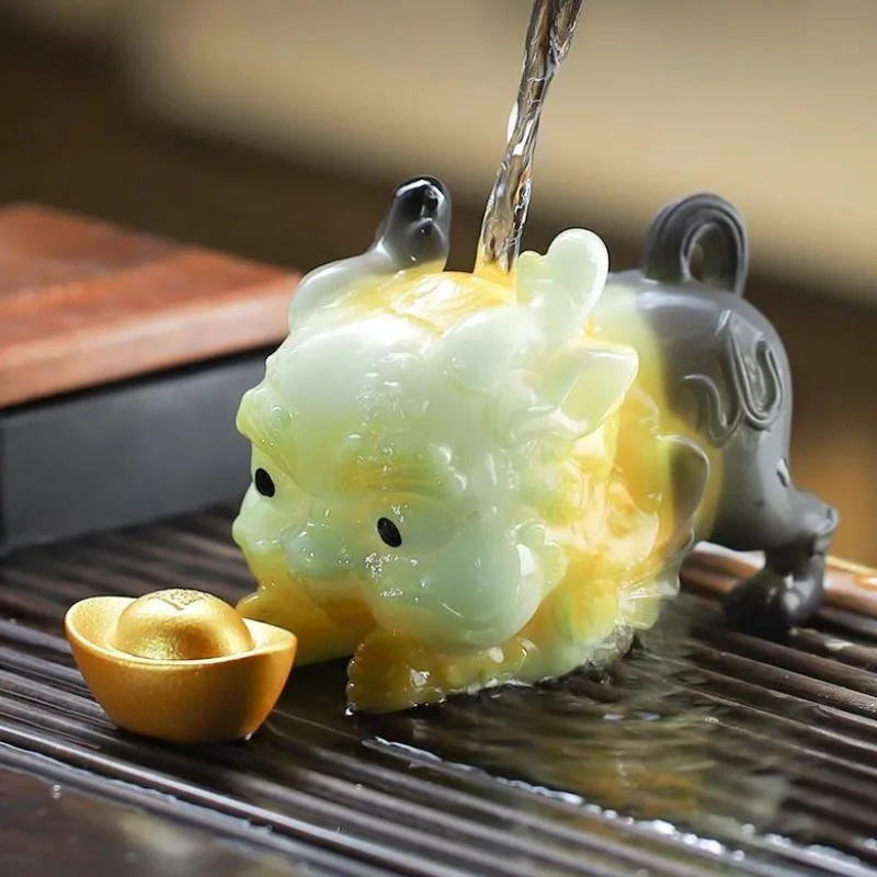 High-end Heat-changing Color Lucky Pixiu Tea Pet Ornament Home Office Gifts Can Raise Tea Play Tea Tray Tea Table Accessories