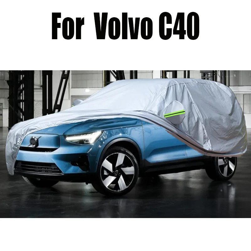 黒防水車カバーボルボ-c40-ec40-2020-2025-自動車日雨雪風保護カバーオールシーズン適切な