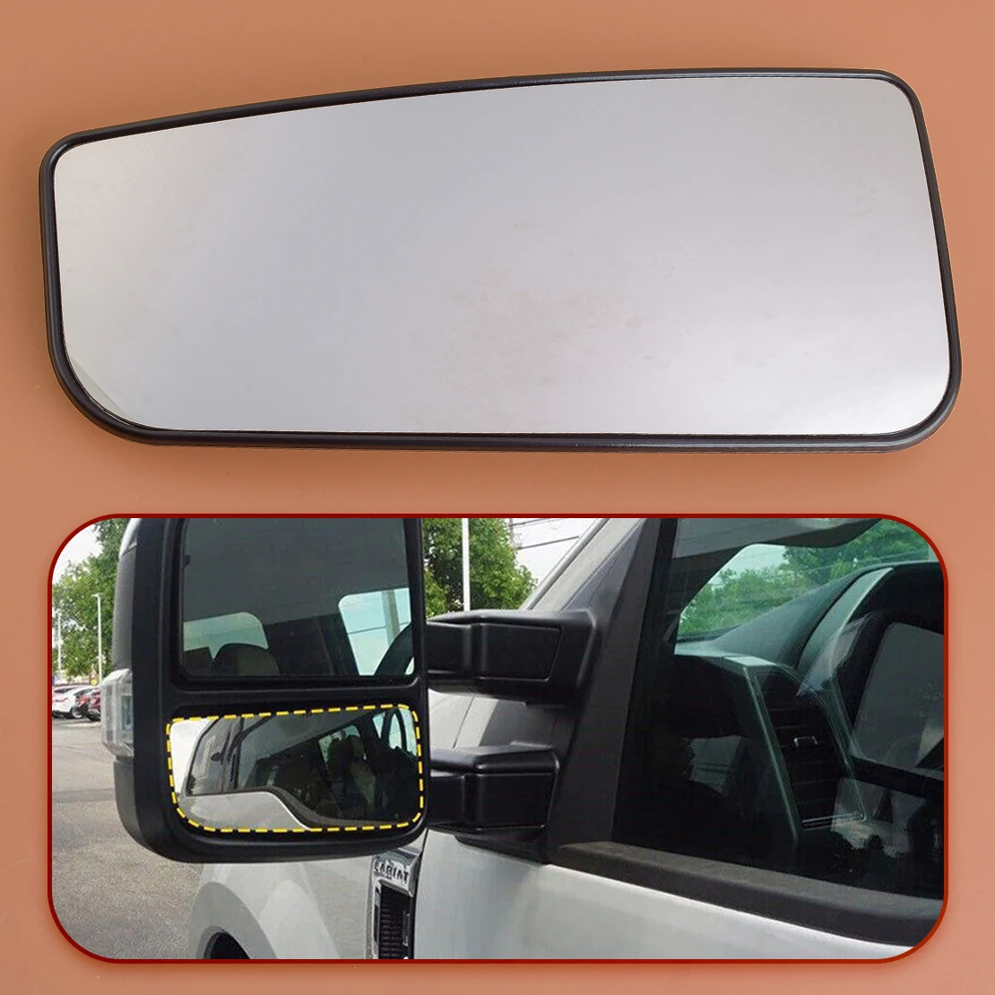 Front Left Tow Mirror Glass Fit for Ford Super Duty F150 F250 F350 F450 F550 Crew Regular Extended Cab Pickup Truck FL3Z17K707V