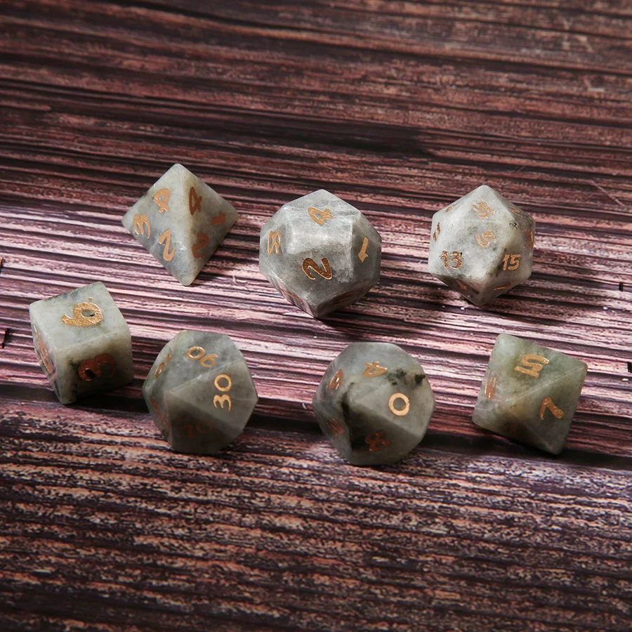 Imagem -06 - Polyhedral Natural Labradorite Dice Dnd Pedra Ornamentos Jóias Aceitar Personalizado Padrão Símbolo da Fonte