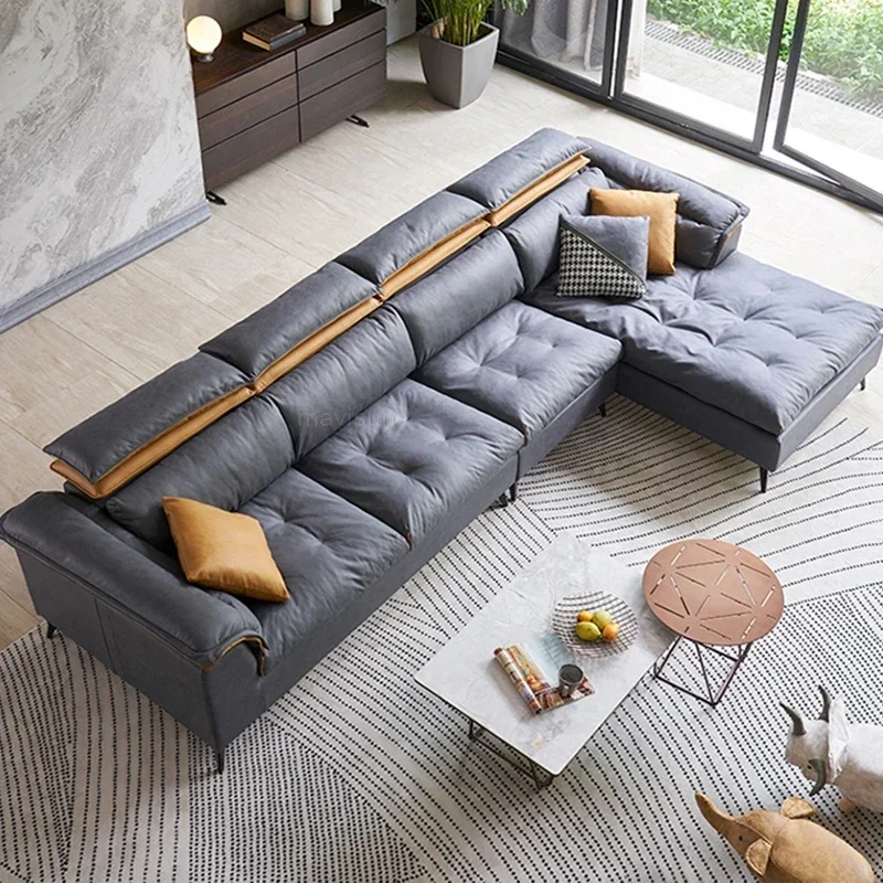 

Modern L-Shape High Quality Leather Sofa For Living Room Master Design Simple 4-6 People Couch Home Bedroom Furniture Sets